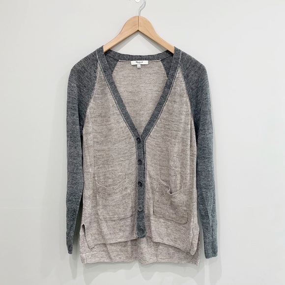 Madewell 100% Linen Knit Cardigan Sweater Colorblock - Picture 2 of 7